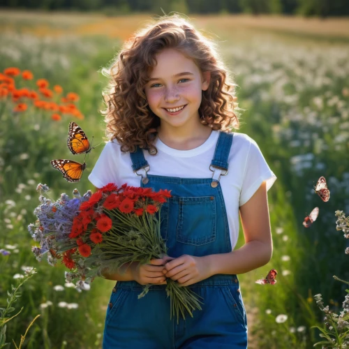 girl picking flowers,beautiful girl with flowers,girl in flowers,picking flowers,girl in overalls,holding flowers,flower background,butterfly milkweed,flower girl,farm girl,butterfly background,homeopathically,julia butterfly,butterfly clip art,wild flowers,girl in the garden,countrygirl,field flowers,butterfly floral,pollinating,Illustration,Realistic Fantasy,Realistic Fantasy 27