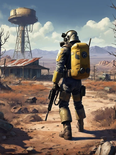 fallout,fallout4,wasteland,post-apocalyptic landscape,post apocalyptic,fresh fallout,fallout shelter,atomic age,sci fiction illustration,refinery,post-apocalypse,concept art,erbore,industries,combat medic,radiation,patrols,lost in war,sci fi,colony,Illustration,Japanese style,Japanese Style 06