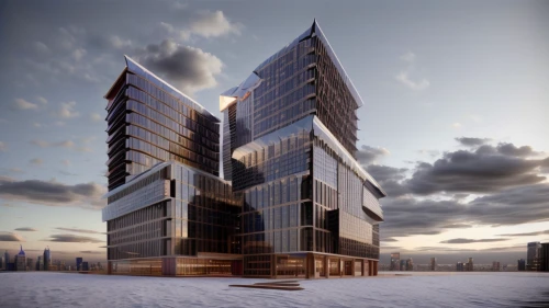 hudson yards,glass facade,elbphilharmonie,3d rendering,glass building,glass facades,largest hotel in dubai,office buildings,sky apartment,cube stilt houses,hoboken condos for sale,futuristic architecture,skyscapers,kirrarchitecture,solar cell base,cubic house,office building,modern architecture,mixed-use,residential tower