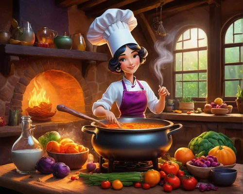cooking vegetables,girl in the kitchen,cooking book cover,chef,cookery,food and cooking,ratatouille,red cooking,dwarf cookin,cooking,cook,pumpkin soup,cooking show,minestrone,cooking ingredients,men chef,chefs,star kitchen,cooks,cooking pot,Illustration,Retro,Retro 26