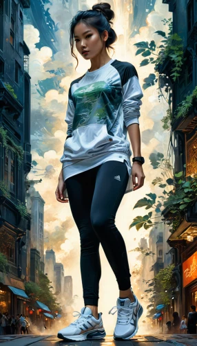 world digital painting,girl in t-shirt,digital compositing,female runner,free running,asian vision,image manipulation,jogging,photoshop manipulation,hip-hop,hip-hop dance,running,runner,girl walking away,jogger,sci fiction illustration,little girl running,hip hop,mulan,girl in a long,Conceptual Art,Fantasy,Fantasy 05