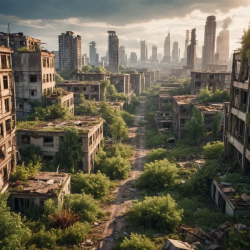 post apocalyptic,destroyed city,post-apocalyptic landscape,post-apocalypse,detroit,pripyat,dystopian,dystopia,abandoned places,gunkanjima,wasteland,abandoned place,shanghai,apocalyptic,luxury decay,environmental destruction,urbanization,lost place,industrial ruin,kowloon city,Photography,General,Realistic