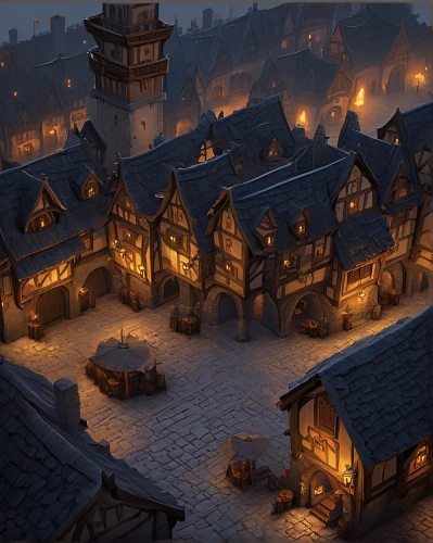 medieval town,medieval street,castle iron market,medieval market,winter village,marketplace,wooden houses,knight village,old town,mountain settlement,ancient city,alpine village,spa town,mountain village,escher village,aurora village,old city,the cobbled streets,half-timbered houses,tavern,Illustration,Paper based,Paper Based 11
