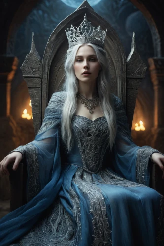 the snow queen,ice queen,thrones,white rose snow queen,elsa,queen of the night,blue enchantress,the throne,throne,winterblueher,game of thrones,celtic queen,queen s,ice princess,queen crown,fantasy portrait,fantasy picture,cinderella,fantasy woman,queen,Illustration,Realistic Fantasy,Realistic Fantasy 35