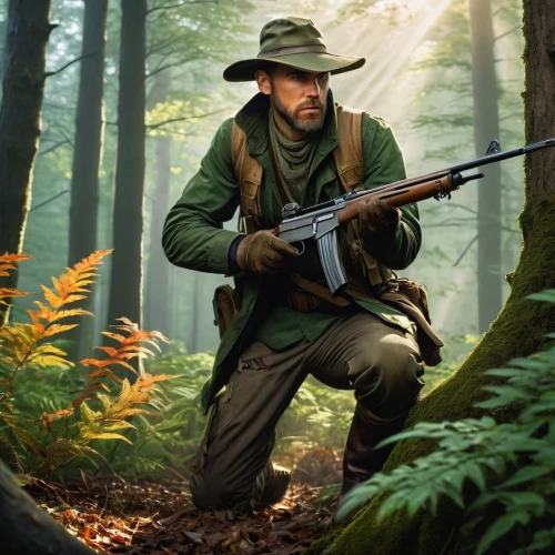 rifleman,patrol,chasseur,aaa,red army rifleman,sniper,rifle,woodsman,hunting scene,lost in war,ranger,on the hunt,cg artwork,to hunt,vietnam veteran,grenadier,american frontier,marksman,fidel castro,farmer in the woods,Illustration,Realistic Fantasy,Realistic Fantasy 04