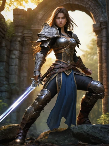 female warrior,swordswoman,joan of arc,heroic fantasy,massively multiplayer online role-playing game,paladin,warrior woman,fantasy warrior,huntress,cg artwork,dark elf,dane axe,longbow,awesome arrow,male elf,bow and arrows,full hd wallpaper,eufiliya,fantasy woman,kadala,Illustration,Paper based,Paper Based 05