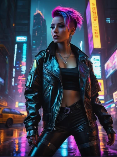 cyberpunk,80s,punk,renegade,futuristic,neon,neon lights,ultraviolet,dystopian,jacket,femme fatale,urban,neon light,nova,cg artwork,80's design,nora,cyber,neon arrows,hk,Conceptual Art,Fantasy,Fantasy 14