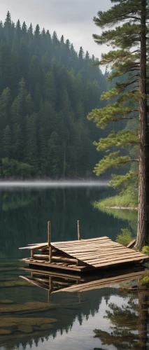 tranquility,floating over lake,calm water,beautiful lake,dock on beeds lake,calm waters,perched on a log,dock,wooden pier,boat landscape,peacefulness,house with lake,lake tanuki,the lake,high mountain lake,lakeside,dugout canoe,floating stage,peaceful,mountainlake,Illustration,American Style,American Style 15