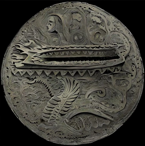 belt buckle,helmet plate,brooch,decorative plate,bonnet ornament,nepalese rupee,head plate,silver octopus,fish slice,silver medal,silver coin,ornate pocket watch,metal embossing,carved wood,silversmith,medal,pacu jawi,nepal rs badge,concertina,decorative fan,Art sketch,Art sketch,Decorative