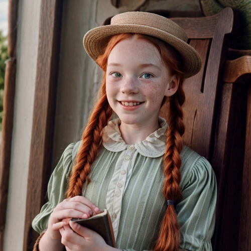 pippi longstocking,lillian gish - female,ginger rodgers,maci,redhead doll,the little girl,princess anna,cinnamon girl,clementine,child portrait,hushpuppy,country dress,amish,penny,southern belle,willow,horse kid,girl wearing hat,female doll,milkmaid