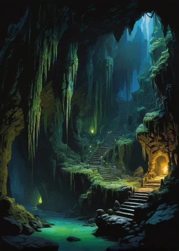 pit cave,cave tour,cave,cave on the water,blue cave,sea caves,sea cave,blue caves,karst landscape,cenote,dungeons,underground lake,fantasy landscape,the blue caves,lava cave,speleothem,dungeon,ravine,lava tube,karst,Conceptual Art,Oil color,Oil Color 18