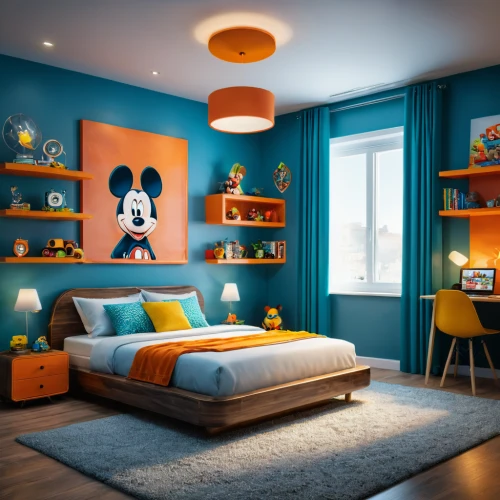 kids room,children's bedroom,boy's room picture,great room,mickey mouse,modern room,the little girl's room,sleeping room,children's room,micky mouse,baby room,modern decor,mickey,guest room,interior decoration,blue room,interior design,teal and orange,guestroom,nursery decoration,Photography,General,Fantasy