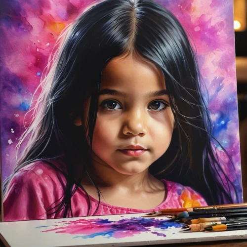 child portrait,girl drawing,photo painting,girl portrait,oil painting on canvas,colored pencil background,digital painting,child art,oil painting,world digital painting,painting technique,art painting,colored pencils,coloured pencils,little girl in pink dress,mystical portrait of a girl,colored crayon,colour pencils,flower painting,watercolor pencils,Photography,General,Commercial