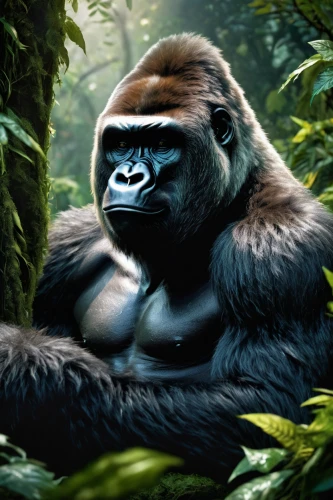 gorilla,silverback,ape,kong,king kong,primate,great apes,gibbon 5,orangutan,endangered specie,gorilla soldier,anthropomorphized animals,bonobo,tarzan,orang utan,green congo,congo,uganda,cercopithecus neglectus,primates,Conceptual Art,Fantasy,Fantasy 05