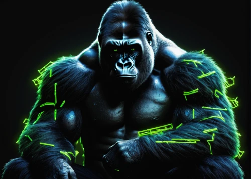 gorilla,silverback,kong,king kong,ape,gorilla soldier,chimpanzee,primate,glow in the dark paint,neon body painting,black light,chimp,great apes,the monkey,patrol,electro,yeti,neon human resources,baboon,brute,Photography,Documentary Photography,Documentary Photography 08
