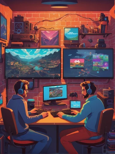 game room,computer room,digital nomads,game illustration,ufo interior,computer game,computer games,gamer zone,virtual world,retro diner,consoles,gamers,research station,working space,video gaming,gamers round,game art,gaming,cyberspace,sega mega drive,Conceptual Art,Daily,Daily 29