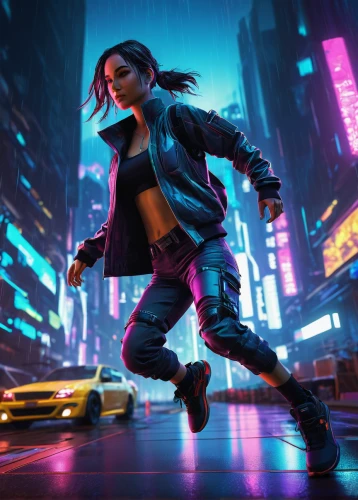 cyberpunk,cg artwork,renegade,game art,sci fiction illustration,futuristic,pedestrian,80s,game illustration,neon lights,dystopian,neon,concept art,pedestrians,cyber,nico,world digital painting,girl and car,neon light,merc,Illustration,Realistic Fantasy,Realistic Fantasy 45