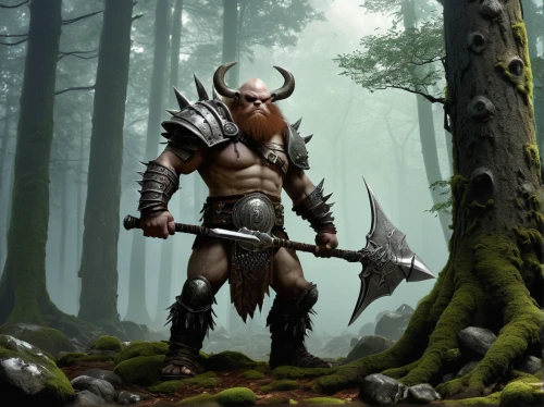 barbarian,fantasy warrior,massively multiplayer online role-playing game,warrior and orc,dane axe,heroic fantasy,lone warrior,warlord,woodsman,northrend,druid,forest man,splitting maul,black warrior,female warrior,wind warrior,the warrior,warrior,the wanderer,alien warrior,Illustration,Realistic Fantasy,Realistic Fantasy 35
