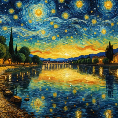 starry night,starry sky,the night sky,art painting,post impressionism,vincent van gogh,night sky,night scene,colorful stars,astronomy,italian painter,vincent van gough,space art,moon and star background,star sky,art paint,psychedelic art,florentine,starscape,fantasy picture,Photography,General,Realistic