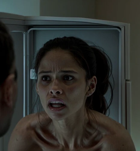 scared woman,cyborg,district 9,passengers,the girl's face,head woman,two face,xmen,contamination,shaving,facial,x men,insurgent,valerian,the mirror,freezer,sci fi surgery room,shower door,female doctor,the girl in the bathtub