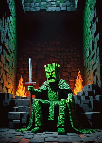 patrol,aaa,green skin,creeper,wall,castleguard,dungeon,emerald lizard,stone background,brickwall,dungeons,cleanup,hall of the fallen,cauldron,minecraft,doctor doom,3d render,the throne,aa,green,Art,Artistic Painting,Artistic Painting 09