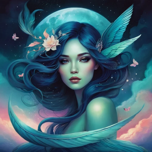 faerie,faery,fantasy portrait,fantasy art,fairy queen,mermaid background,ulysses butterfly,the zodiac sign pisces,cupido (butterfly),moonflower,rosa 'the fairy,mystical portrait of a girl,flower fairy,fantasy picture,fairy,rosa ' the fairy,mermaid vectors,aurora butterfly,blue enchantress,zodiac sign libra,Illustration,Realistic Fantasy,Realistic Fantasy 15