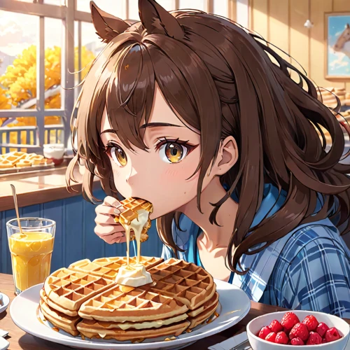 pancake,waffle,spring pancake,waffle hearts,waffles,pancakes,plate of pancakes,crepe,small pancakes,maple syrup,hotcakes,waitress,delicious food,hot cake,breakfest,dorayaki,kawaii food,hot cakes,cafe,american pancakes,Anime,Anime,Realistic