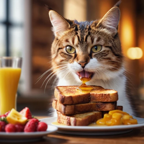 pet vitamins & supplements,red tabby,cat food,french toast,cat image,to have breakfast,funny cat,domestic cat,cat drinking tea,tea party cat,have breakfast,cat european,american bobtail,cute cat,cat,small animal food,animal photography,domestic animal,breakfast table,caterer,Photography,General,Commercial