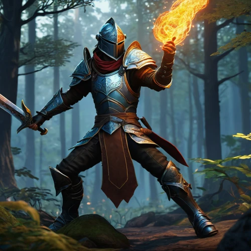 dane axe,torchlight,quarterstaff,paladin,massively multiplayer online role-playing game,torch-bearer,burning torch,iron mask hero,assassin,firedancer,game illustration,templar,flaming torch,fire master,fire background,swordsman,awesome arrow,swordsmen,the white torch,excalibur,Illustration,Realistic Fantasy,Realistic Fantasy 12