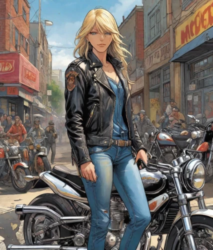 biker,harley-davidson,motorcycles,motorcycling,motorcycle,motorbike,harley davidson,motorcyclist,motorcycle racer,motorcycle tour,blonde woman,motor-bike,harley,black motorcycle,heavy motorcycle,sci fiction illustration,motorcycle tours,cool blonde,motorcycle accessories,blonde girl,Digital Art,Comic