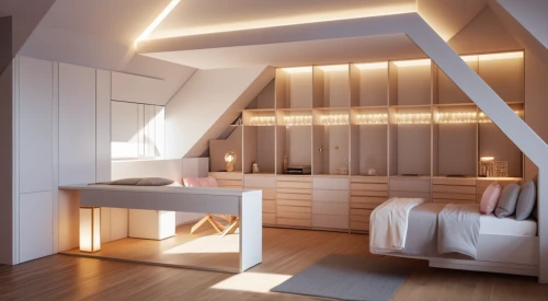 loft,modern room,penthouse apartment,3d rendering,attic,interior modern design,kitchen design,modern kitchen interior,sky apartment,interior design,modern decor,modern kitchen,render,hallway space,shared apartment,modern living room,wooden beams,room divider,an apartment,cubic house,Photography,General,Realistic