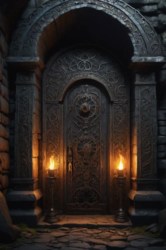 iron door,doorway,the door,wooden door,the threshold of the house,creepy doorway,portal,fireplaces,old door,collected game assets,sepulchre,visual effect lighting,dark cabinetry,3d render,metallic door,threshold,carved wall,hall of the fallen,ancient house,dungeons,Illustration,Paper based,Paper Based 26