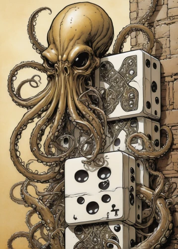 squid game card,silver octopus,octopus,cephalopod,cephalopods,kraken,fun octopus,octopus tentacles,playing card,tentacles,calamari,playing cards,receptor,nautilus,sci fiction illustration,tentacle,gorgon,deep sea nautilus,game illustration,giant squid,Illustration,American Style,American Style 02