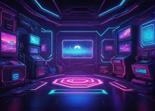 ufo interior,80's design,computer room,cyberspace,spaceship space,3d background,retro background,game room,scifi,cinema 4d,3d render,80s,cyber,vapor,neon,sci fi surgery room,neon ghosts,spaces,space,3d mockup,Illustration,Paper based,Paper Based 14