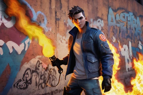 fire background,firebrat,fire artist,blow torch,pyro,free fire,fire master,arson,burn down,terminator,jacket,renegade,city in flames,extinguisher,gangstar,fire extinguisher,fire devil,human torch,punk,exploding head,Illustration,Realistic Fantasy,Realistic Fantasy 20