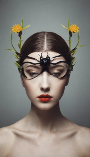 headpiece,headdress,masquerade,conceptual photography,blindfold,venetian mask,crown of thorns,spring crown,photo manipulation,faery,blindfolded,adornments,surrealistic,image manipulation,wilted,laurel wreath,crown-of-thorns,woman thinking,crowned,surrealism,Photography,Documentary Photography,Documentary Photography 30