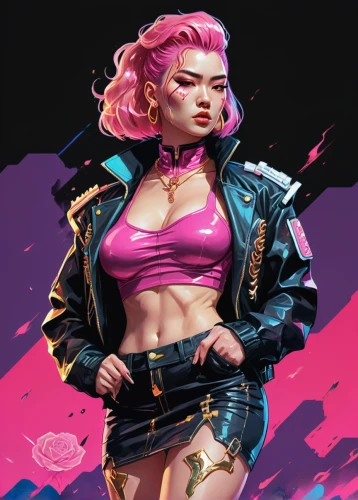 pink vector,cyberpunk,femme fatale,poison,hip rose,rosa ' amber cover,80s,callisto,magenta,punk,xmen,renegade,digital painting,80's design,pink quill,game art,bubble gum,birds of prey-night,x-men,nora,Conceptual Art,Sci-Fi,Sci-Fi 28