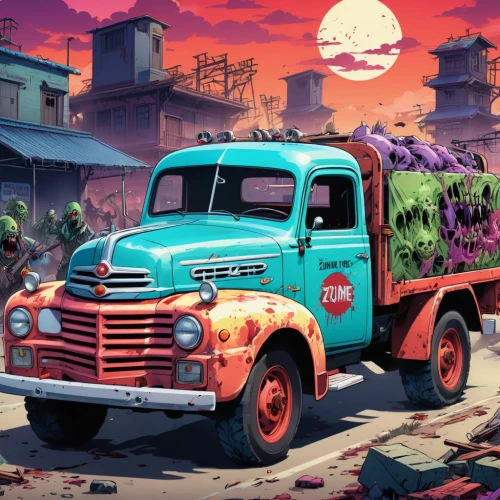 day of the dead truck,rust truck,halloween truck,pickup-truck,scrap truck,retro vehicle,cuba background,ford truck,abandoned international truck,pick up truck,pickup truck,new vehicle,halloween car,truck,post apocalyptic,gaz-53,datsun truck,junkyard,cartoon car,road cruiser,Illustration,Japanese style,Japanese Style 03