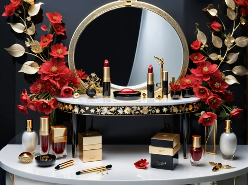 dressing table,beauty room,makeup mirror,christmas gold and red deco,women's cosmetics,magic mirror,cosmetics counter,crown render,beauty products,gold foil crown,cosmetics,royal crown,gold crown,luxury bathroom,the mirror,art deco wreaths,gold lacquer,beauty product,black-red gold,centrepiece,Photography,Artistic Photography,Artistic Photography 03