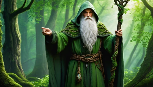 druid,saint patrick,elven forest,patrol,druid grove,druids,the wizard,gandalf,aaa,male elf,elven,forest man,wood elf,green forest,magus,wizard,green background,celtic tree,fantasy picture,aa,Conceptual Art,Fantasy,Fantasy 30