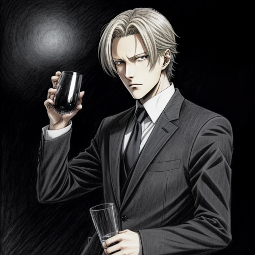 smoking man,robert harbeck,barrister,sanji,gin,attorney,investigator,butler,gambler,barman,corvin,gentlemanly,suit of spades,business man,detective,victor,male character,the son of lilium persicum,white-collar worker,bartender