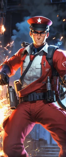 medic,postman,officer,red super hero,grenadier,pyro,scout,courier,combat medic,glider pilot,engineer,colonel,cadet,cg artwork,red blood cell,captain p 2-5,traffic cop,red russian,courier driver,red arrow,Illustration,Japanese style,Japanese Style 03
