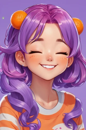 acerola,twitch icon,malva,a girl's smile,grin,daphne,crinkle,purple background,honmei choco,edit icon,hinata,portrait background,smiling,a smile,plum,cute cartoon character,medusa,stylized macaron,violet,lilikoi,Illustration,Japanese style,Japanese Style 01