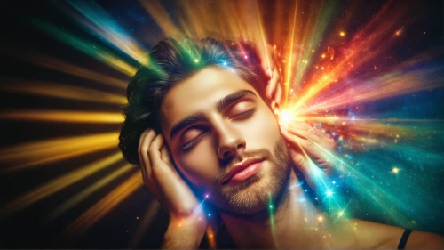 self hypnosis,thinking man,prism,exploding head,consciousness,mind-body,divine healing energy,psychedelic art,man thinking,energy healing,computational thinking,prismatic,enlightenment,aura,tinnitus,photoshop manipulation,photo manipulation,image manipulation,psychedelic,third eye