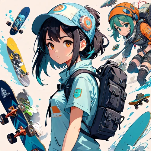 snowboard,sea scouts,skateboard,snowboarding,water sport,water sports,kantai collection sailor,skate board,skaters,snowboarder,skater,skateboarding equipment,heavy cruiser,longboarding,surfing equipment,adventure sports,longboard,summer icons,water gun,honolulu,Anime,Anime,Realistic