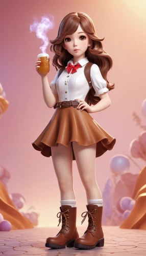 3d rendered,3d render,cinnamon girl,3d figure,female doll,candy island girl,oktoberfest background,painter doll,clay doll,doll figure,3d fantasy,akko,3d model,fantasy girl,rose quartz,collectible doll,tumbling doll,fleur de sel,clay animation,honmei choco,Photography,General,Realistic