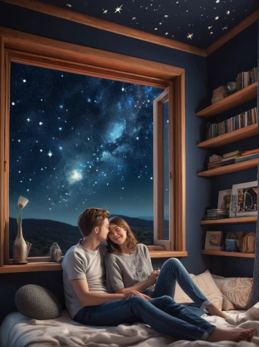 stargazing,astronomers,romantic night,romantic scene,astronomer,sleeping room,starry sky,the night sky,starfield,astronomy,constellations,sci fiction illustration,the stars,space art,starry night,night sky,dream,the moon and the stars,honeymoon,star illustration,Illustration,Black and White,Black and White 20