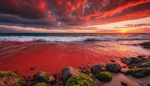 red sea,red sand,lava flow,south australia,the sea of red,red sky,landscape red,tide pool,red earth,ruby beach,crimson,canary islands,red cliff,shades of red,coral swirl,lava balls,pink beach,volcanic field,red tones,new zealand,Photography,General,Realistic