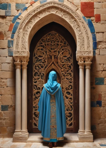 woman praying,praying woman,the prophet mary,girl praying,the abbot of olib,middle eastern monk,vestment,abaya,benedictine,the annunciation,archimandrite,monastery israel,ibn tulun,cloak,church door,priest,jaisalmer,prayer rug,house of prayer,miniature figure,Illustration,Realistic Fantasy,Realistic Fantasy 42