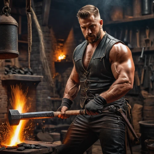 blacksmith,dane axe,steelworker,tinsmith,barbarian,forge,muscular build,wood shaper,fire master,edge muscle,hercules,axe,bricklayer,a carpenter,stonemason's hammer,ball-peen hammer,iron-pour,meat hammer,gunsmith,a hammer,Photography,General,Fantasy